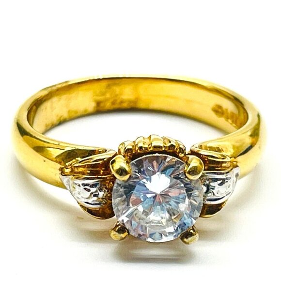 14KGE Crystal Band Ring Bridal Wedding Promise Commitment  Love Classic - Picture 1 of 9